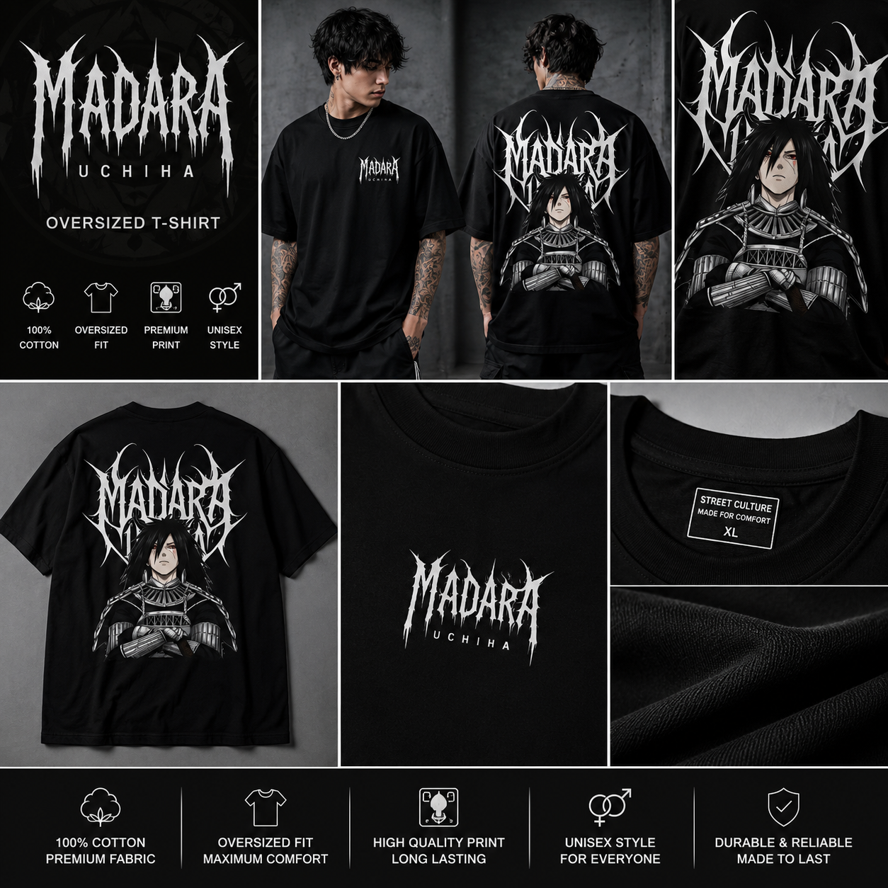 Madara Uchiha Oversized Anime T-Shirt | Premium Cotton | Unisex Streetwear