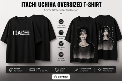 Itachi Uchiha Oversized Anime T-Shirt | Premium Streetwear Tee